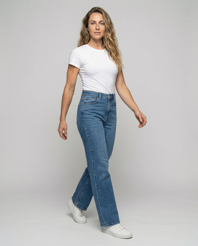 Damen Denim-Hose mit ballonförmigem Bein