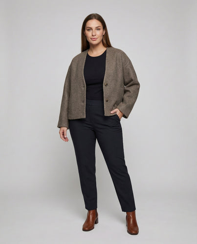 Damen kastiger Kurzblazer aus Wollmix