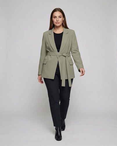 Damen klassischer Longblazer mit kastigem Schnitt