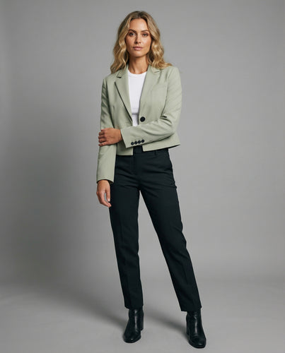 Damen kastenförmiger Blazer mit breitem Revers