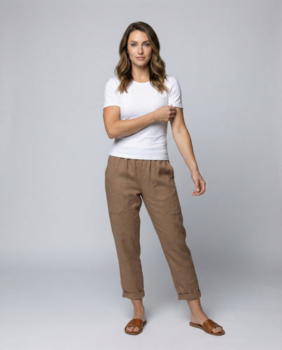 Damen Atmungsaktive Komfortbund Leinenmix-Hose
