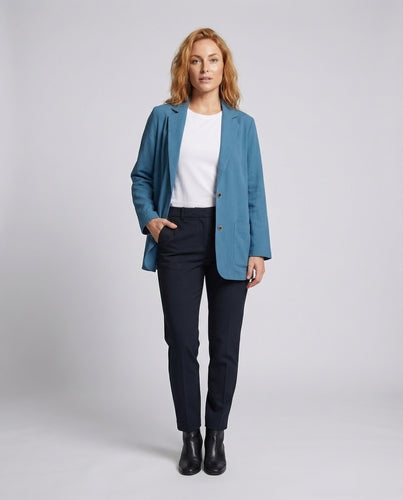 Damen Sommerliche Leinenoptik Kurzblazer