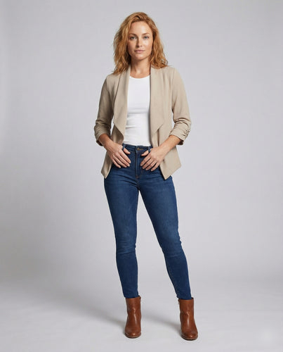 Damen Grazile Drapierte Wasserfallblazer