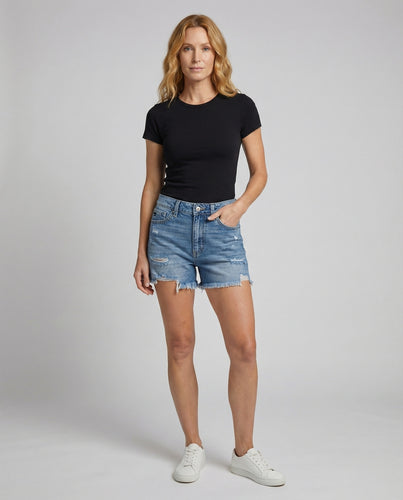 Damen Authentische Rissdetails Jeansshorts