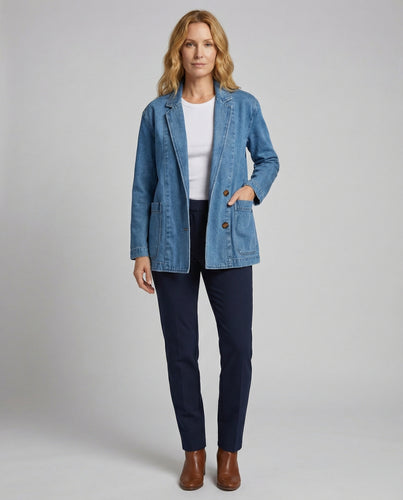 Damen Robuste Sakkostil Jeansblazer