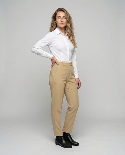Damen Adrette Taillierte Bundfaltenhose
