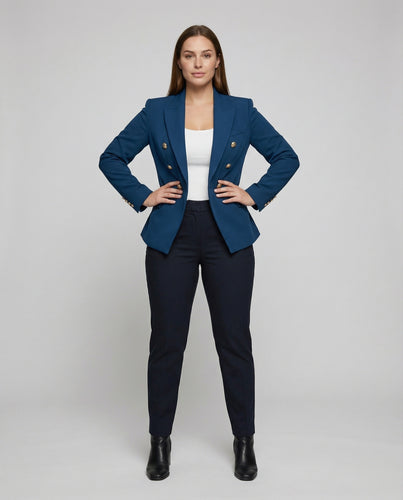 Damen Prächtige Zierknöpfe Doppelreihenblazer
