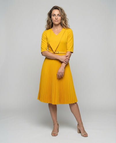 Damen Schwingende Glockenrock Drapé-Midikleid