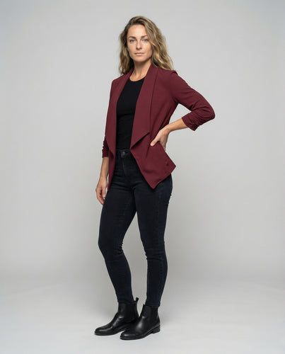 Damen Luftige Webware Wasserfallblazer