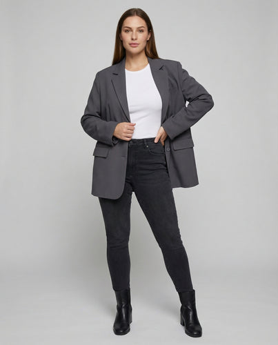 Damen Moderne Asymmetrische Longblazer