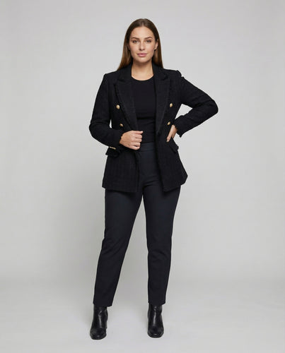 Damen Strukturierte Metallknöpfe Bouclé-Blazer