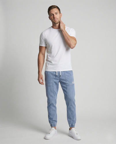 Herren Lässige Elastikbund Jeansstoff-Jogginghose