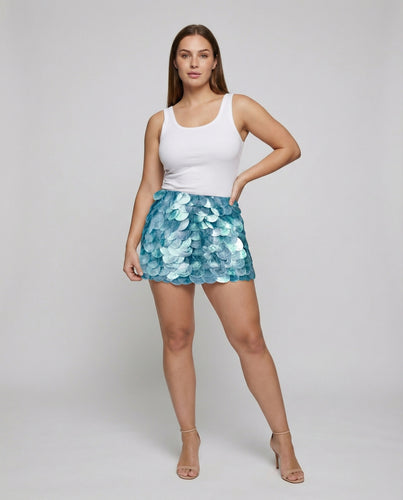 Damen taillenbetonter Pailletten-Minirock