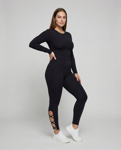 Damen taillenformende Leggings mit Riemchen-Detail