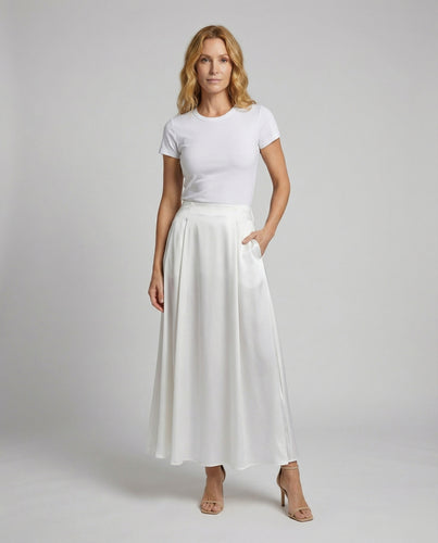 Damen Maxi-Kreisrock aus Satinimitat