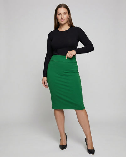 Damen Bleistift-Midirock aus Stretchjersey