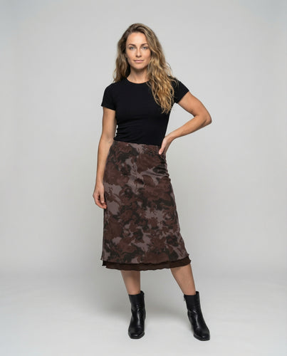 Damen Midirock mit doppellagigem Volantsaum