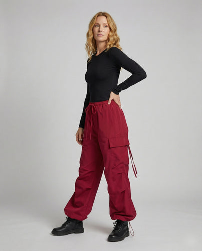 Damen weite Cargohose mit Hochbund