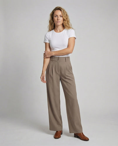 Damen weite Palazzohose mit Doppelknopf