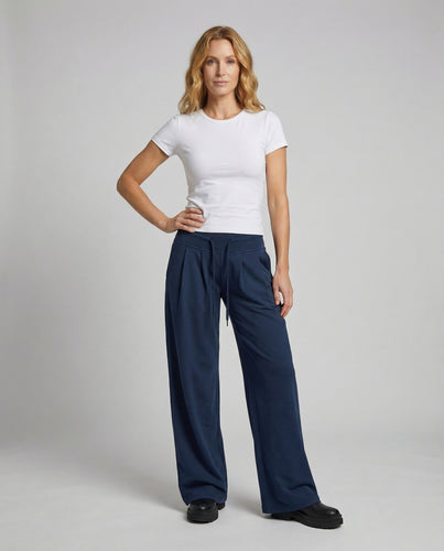Damen weite Plissee-Jogginghose mit Rippbund