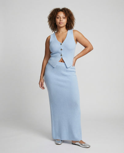 Damen Strickensemble mit V-Ausschnitt-Weste