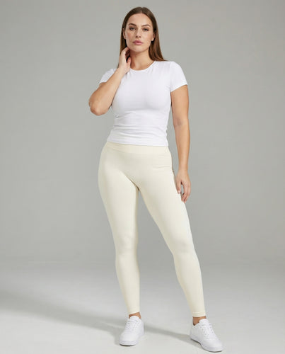 Damen nahtlose Trainingsleggings mit Rippstruktur