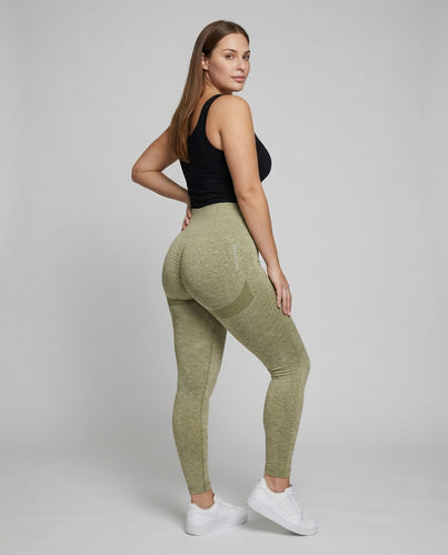 Damen nahtlose Sportleggings mit seitlicher Rippstruktur