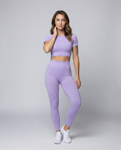 Damen Ripp-Crop-Top und Leggings Stretch-Set