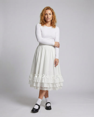 Damen Vintage-Midirock mit Doppelvolant