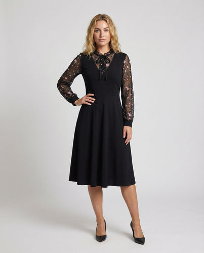 Damen Schmeichelhafte Blumenärmel Midikleid