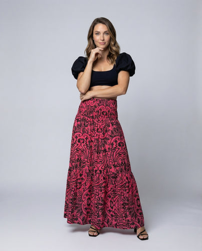 Damen Luftige Volantdetails Maxirock