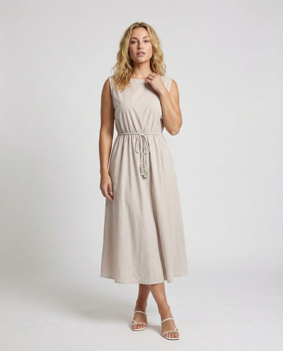 Damen Luftige Bateau-Ausschnitt Midikleid
