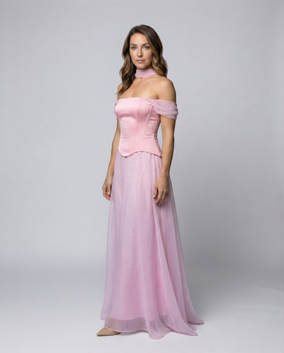 Damen Stilvolle Halsband-Schal Chiffonkleid