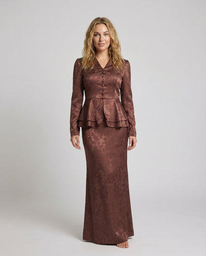 Damen Traditionelle Zweilagiges-Schößchen Jacquard-Abendkleid