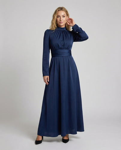 Damen Anmutige Breites-Taillenband Satinoptik-Abendkleid
