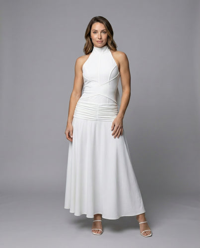 Damen Sportliche Taillenraffung Maxikleid