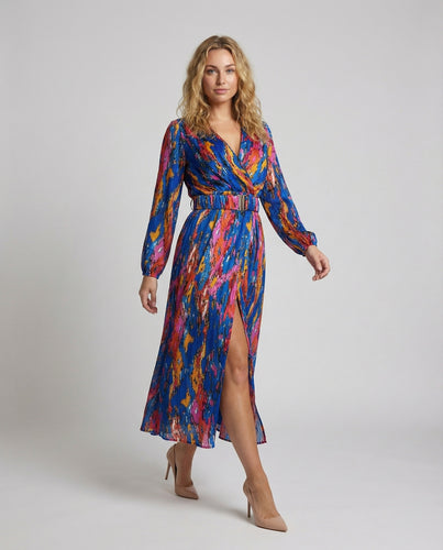 Damen Strukturierte Crinkle-Optik Maxikleid