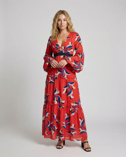 Damen Fließende Kontrastpaspel Maxikleid