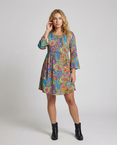 Damen Lässige Babydoll-Naht Boho-Tunika-Kleid