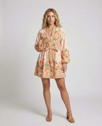 Damen Leichte Bindegürtel Kaftan-Minikleid