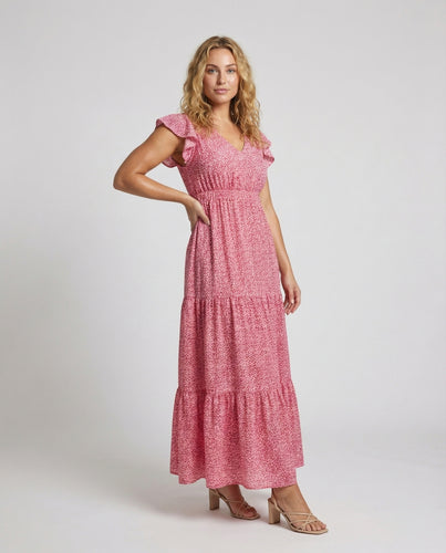 Damen Leichte Empire-Taille Viskose-Maxikleid