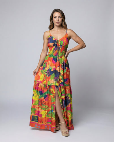 Damen Luftige Smoktaillen Maxikleid
