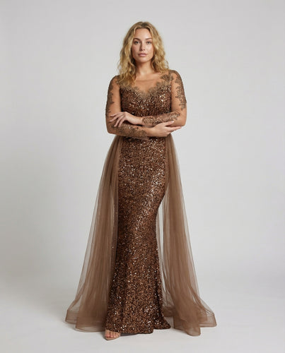 Damen Elegante Spitzenapplikation Meerjungfrauen-Abendkleid