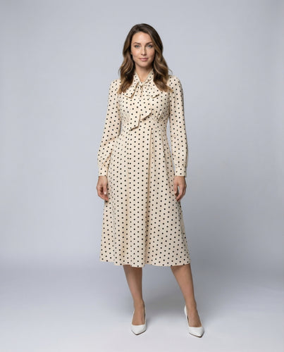 Damen Retro-Inspirierte Schleifenkragen Midikleid