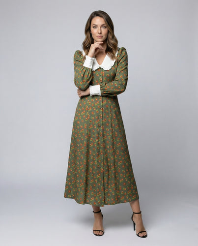 Damen Retro-Inspirierte Taillierte-A-Linie Maxikleid