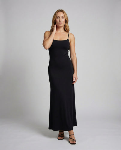 Damen Fließende Spaghettiträger Maxikleid
