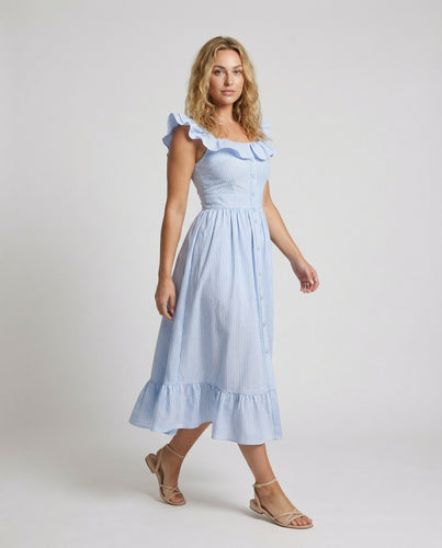 Damen Sommerliche Rüschen-Schulterträger A-Linien-Sommerkleid