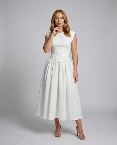 Damen Klassische Wiener-Nähte Korsett-Midikleid