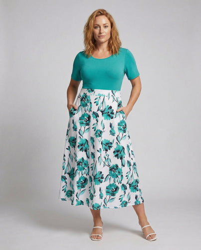 Damen Florale Webrock Midikleid