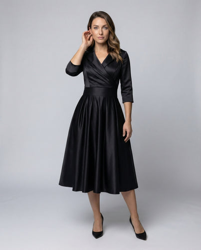 Damen Schicke Faltenrock Midikleid